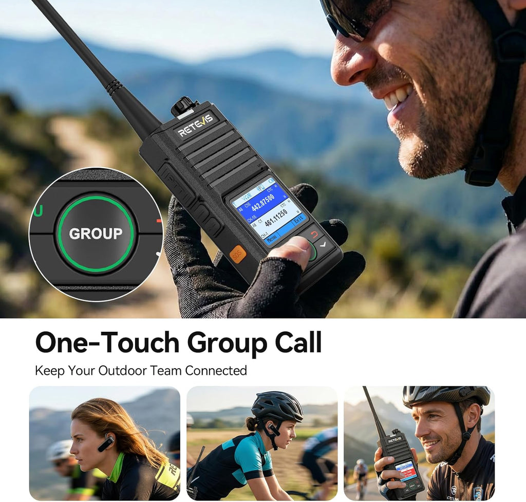 Retevis RB58 Bluetooth Walkie Talkies with Wireless Earpieces,IP54 Two Way Radio with Noise Cancelling,APP Control,Group Call,1800mAh,NOAA,VOX,Emergency Alarm,for Hunting Camping Family(2 Pack)