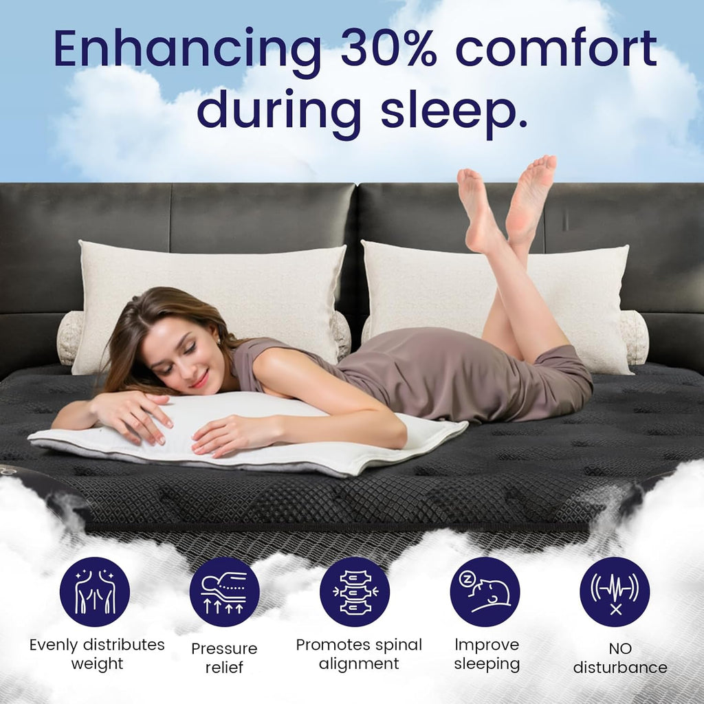 King Size Mattress (High-End Upgraded) Hotel-Level Luxury 14 Inch Hybrid King Mattress In A Box, Cooling-Gel Memory Foam & Pocket Springs, Back Pain, Extra Edge Support, 365-Night Trial, Medium Firm