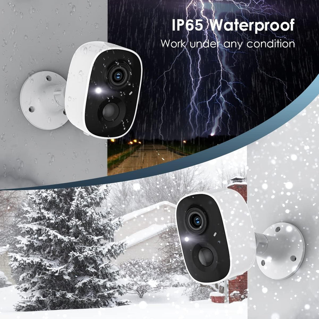 GMK Security Cameras Wireless Outdoor 4 Pack, 2K Battery Powered Cameras for Home Security, Color Night Vision, Motion Detection, 2-Way Talk, IP65 Waterproof, Remote Access, Cloud/SD Storage