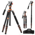 K&F CONCEPT Tripod for Camera .68'' Carbon Fiber Tripod with Fluid Head Max Load 11lb, Lightweight DSLR Camera Tripods & Monopods for Canon Sony Nikon.