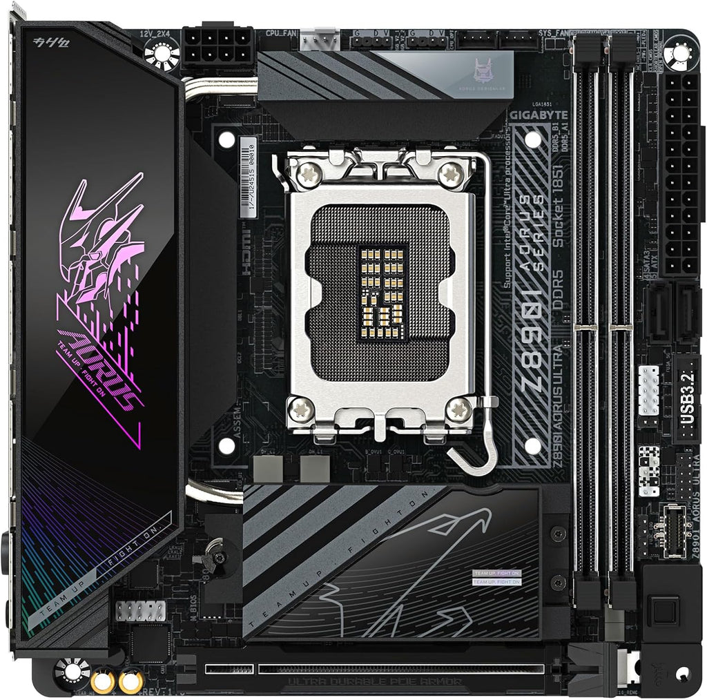 GIGABYTE Z890I AORUS Ultra Ultra Core (Series 2) LGA 1851, Mini-ITX, DDR5, 2X M.2, PCIe 5.0, Thunderbolt 4, WIFI7, 2.5GbE LAN, EZ-Latch