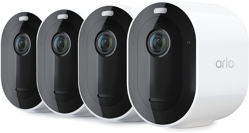 Arlo Pro 5S 2K HDR wireless outdoor security camera, color night vision, 160° FOV, rechargeable battery, weatherproof, 4-camera kit, white