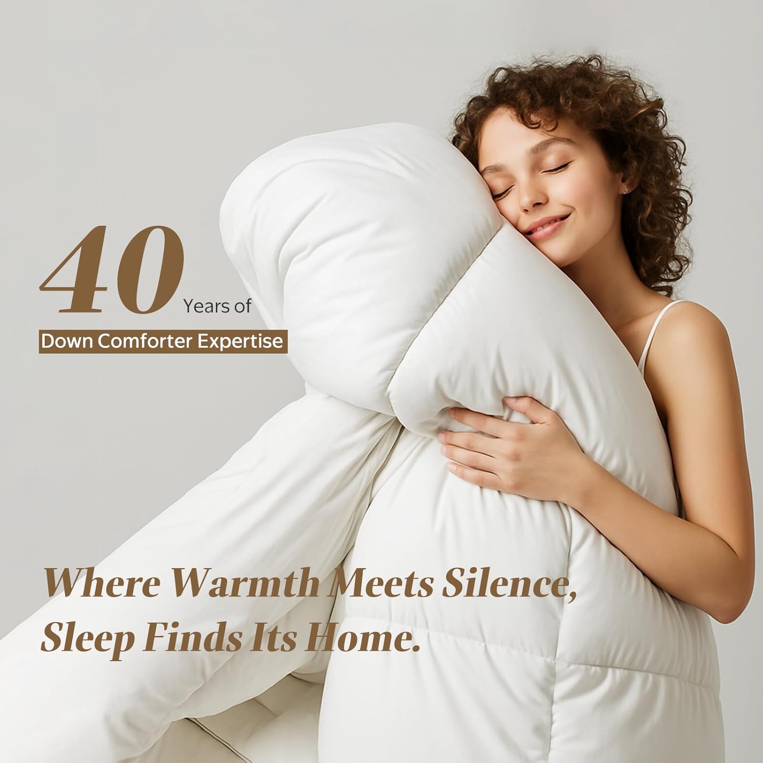 DWR Luxury Feather Down Fiber Comforter King Size, Ultra-Soft Egyptian Cotton-Blend Fabric, High FP Medium Weight for All Season Hotel Style Fluffy Duvet Insert with Ties (106"x90", White)