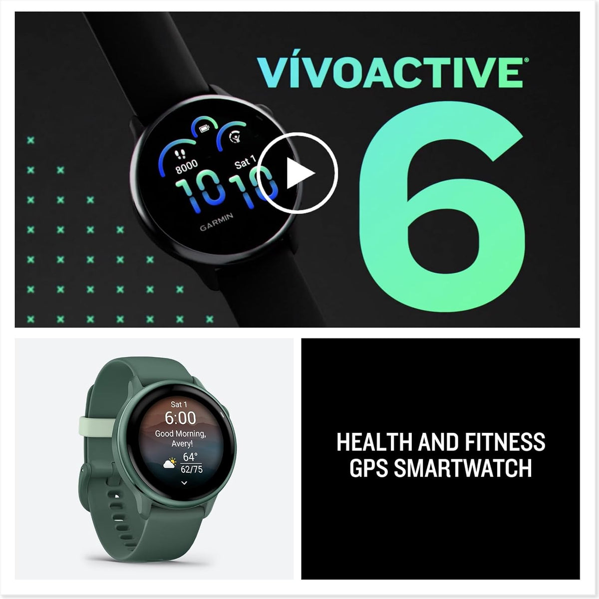Garmin vívoactive® 6 Health and Fitness GPS Smartwatch - AMOLED Display, Up to 11 Days Battery, Metallic Jasper Green with Matching Band