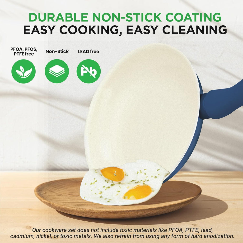 Nutrichef 54 Piece Professional Grade Complete Home Kitchen Cookware Set, Ceramic Non-Stick Bakeware, Pot and Pans Kit, Cool-Touch Handles, Safe for Gas, Electric, Induction Cooktops, Easy Clean