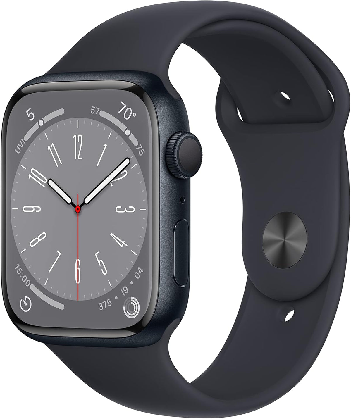 Apple Watch Series 8 GPS, 45mm - Midnight Aluminum Case with Midnight Sport Band, M/L (Renewed)