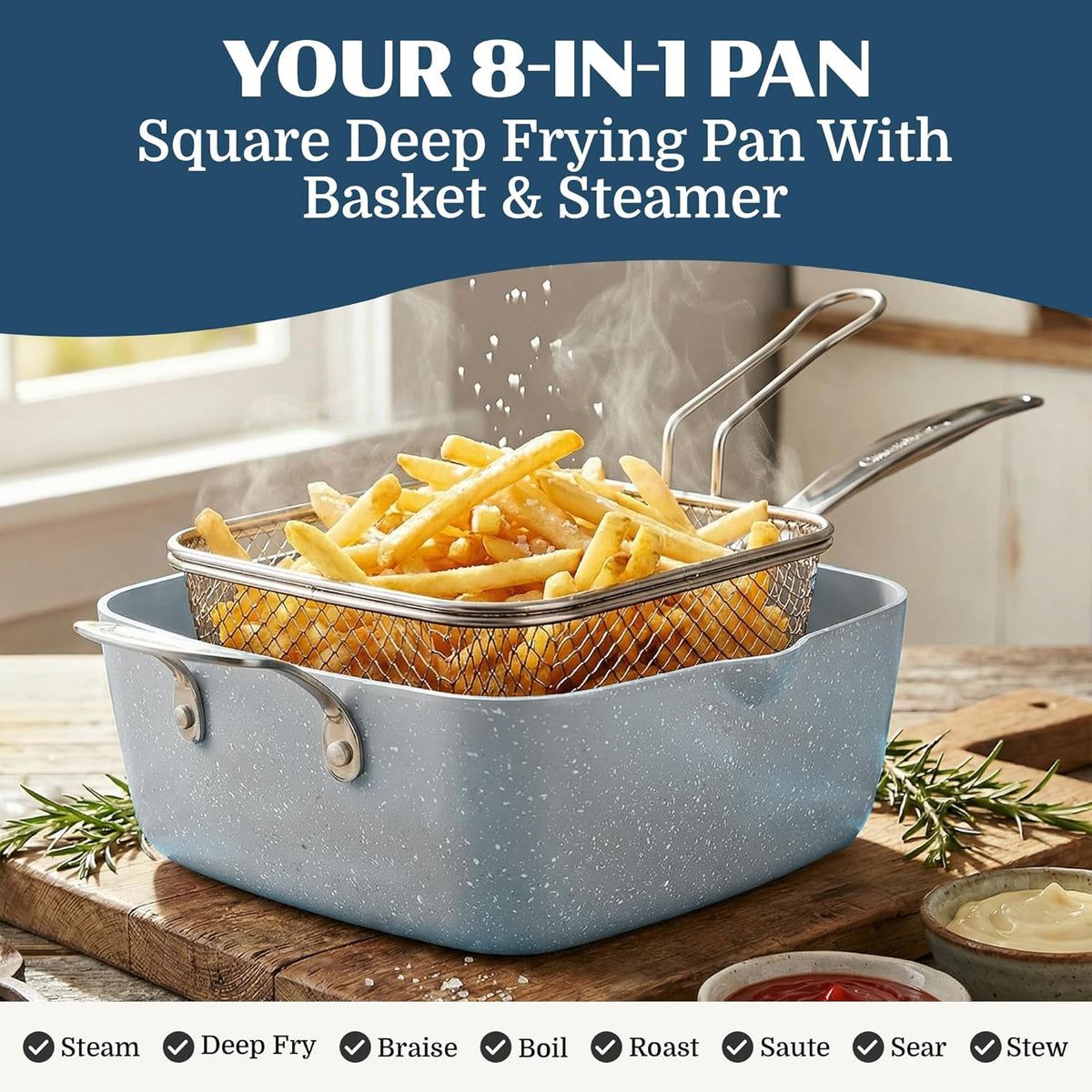 Granitestone Ceraluxe 20 Pc Ceramic Cookware Set Nonstick, Complete Pots and Pans Set Non Stick with 5 Pc Bakeware Set, Deep Frying Pan Set, & Steamer, Non Toxic PFOA Free, Oven & Dishwasher Safe