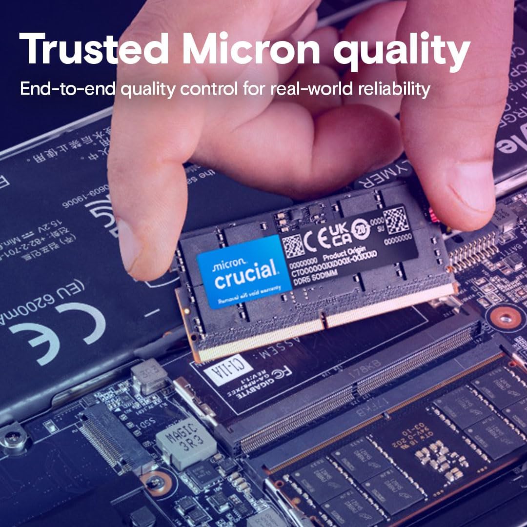 Crucial 32GB DDR5 RAM Kit (2x16GB), 5600MHz (or 5200MHz or 4800MHz) Laptop Memory 262-Pin SODIMM, Compatible with Intel Core and AMD Ryzen 7000, Black - CT2K16G56C46S5