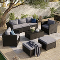 Aoxun 8 Piece Outdoor Patio Furniture Set 7 Seats, Outdoor Sectional,Grey