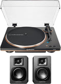Audio Technica AT-LP70X-BZ Automatic Belt Drive Turntable - Black/Bronze with Audio Technica AT-SP3X Powered Bookshelf Speakers (2024)