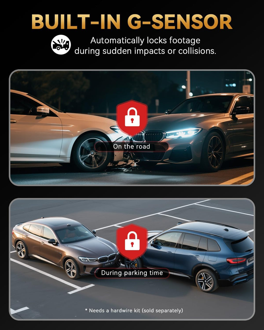 4K+4K Dash Cam Front and Rear, Free 128GB Card Included, 5.8GHz WiFi Dash Camera for Cars, Built-in GPS, G-Sensor, 170°Wide Angle, 3" IPS Screen, 24H Parking Mode, Support 512GB Max
