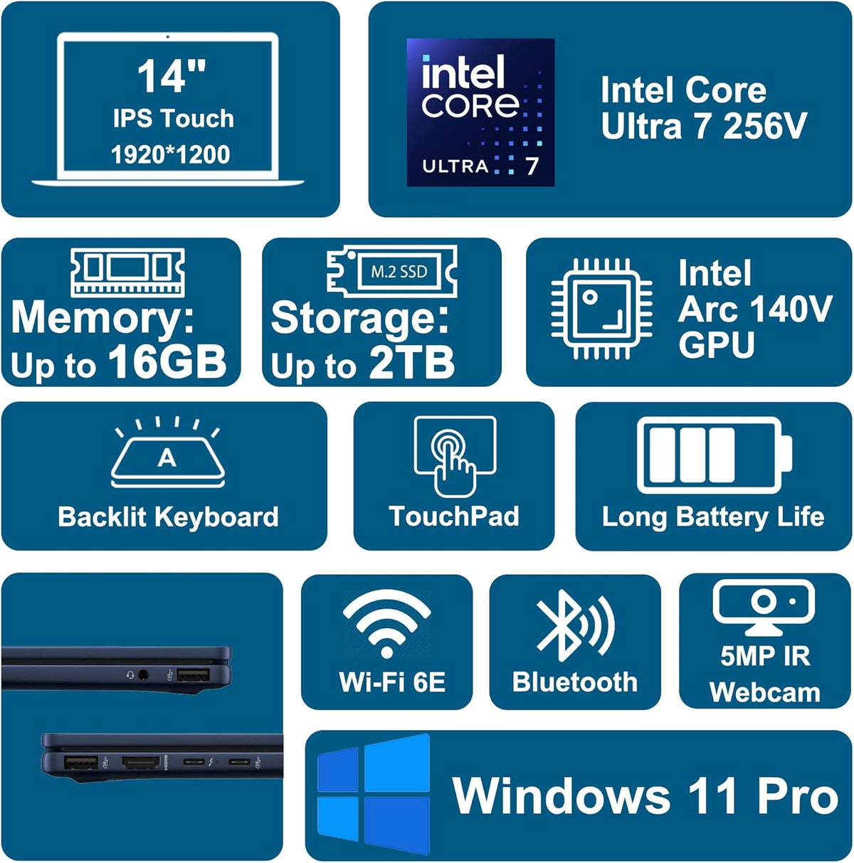 HP OmniBook X Flip 2-in-1 Laptop 14" WUXGA IPS Touch (400nits) Intel 8-core Ultra 7 256V (Up to 47 Tops) 16GB RAM 1TB SSD for Creator Designer Business Professional Win11Pro ICP Hub