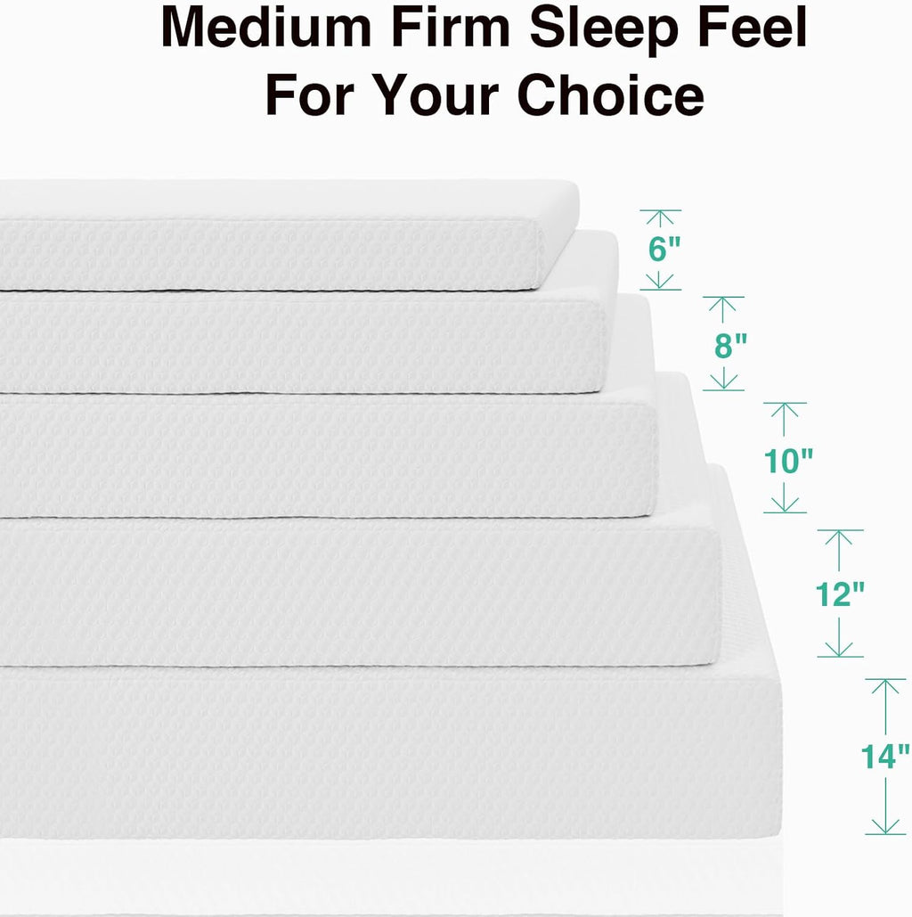 Novilla 14 Inch Queen Size Mattress, Queen Memory Foam Mattress in a Box with Cooling Refreshing High-Density Support Foam for Contour Support & Motion Isolation, Medium Firm with Edge Support