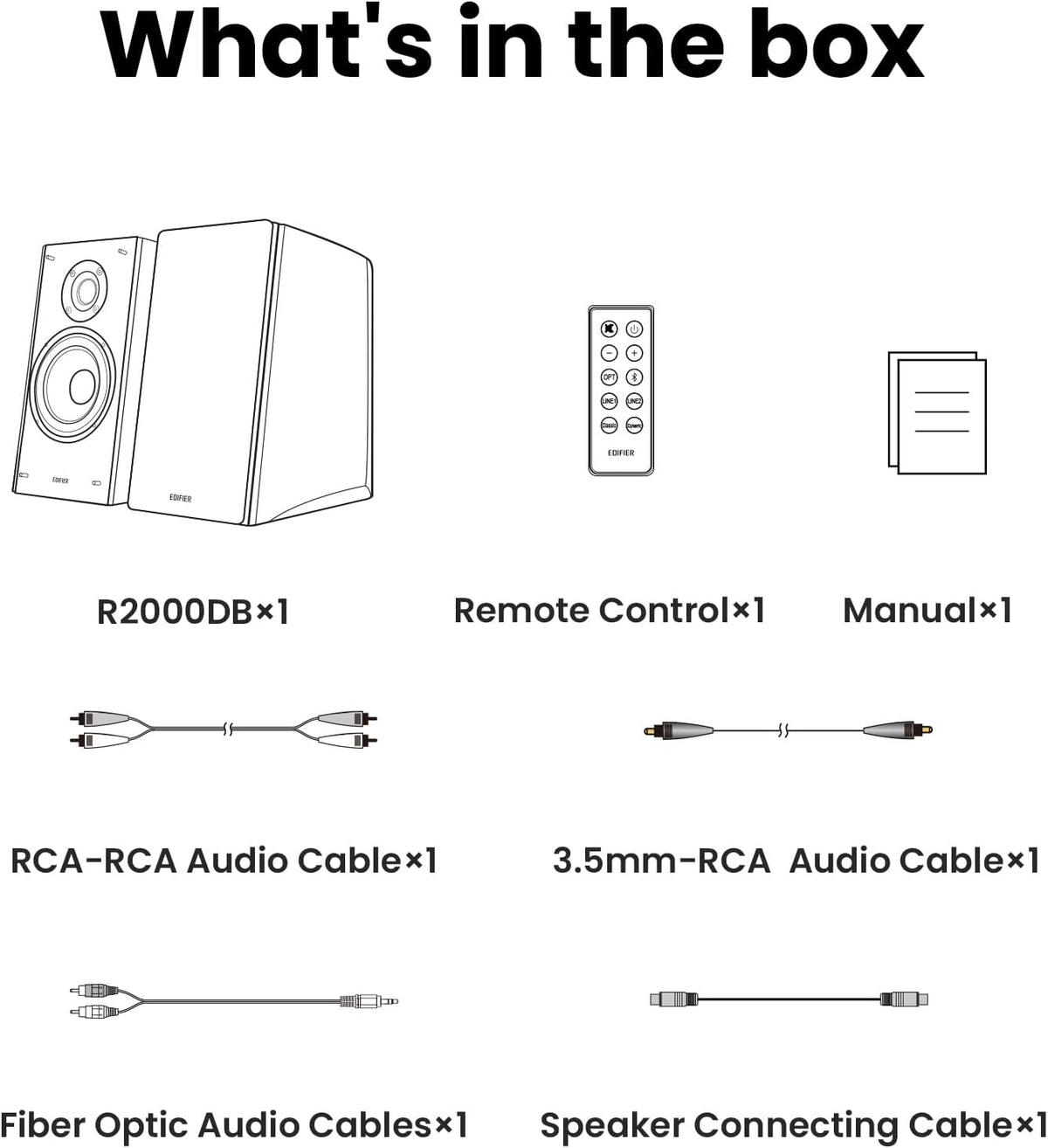 Edifier R2000DB Powered Bluetooth Bookshelf Speakers - Near-Field Studio Monitors - Optical Input - 120 Watts RMS (Warmoak)