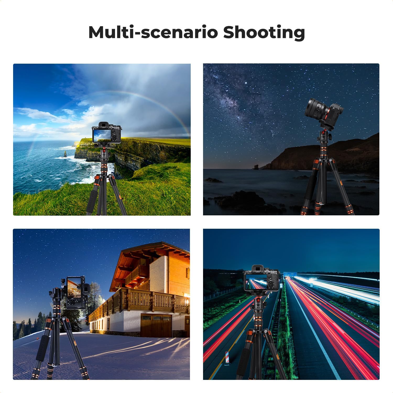 K&F Concept 60 inch Carbon Fiber Camera Tripod,Super Lightweight Compact Travel Tripod with 360 Degree Ball Head,Quick Release Plate,Detachable Monopod 8KG Load Capacity for SLR DSLR C225C0 (BA225)