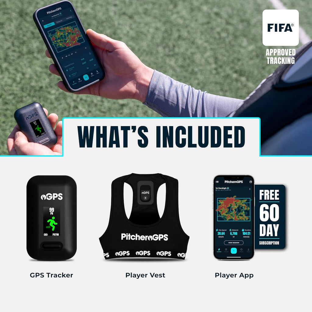 PitcheroGPS Soccer Tracker & Vest - Tracks 18 Key Performance Metrics - Includes 60 Days Subscription. Soccer Training Equipment for Performance & Fitness Tracking (Adult Small)