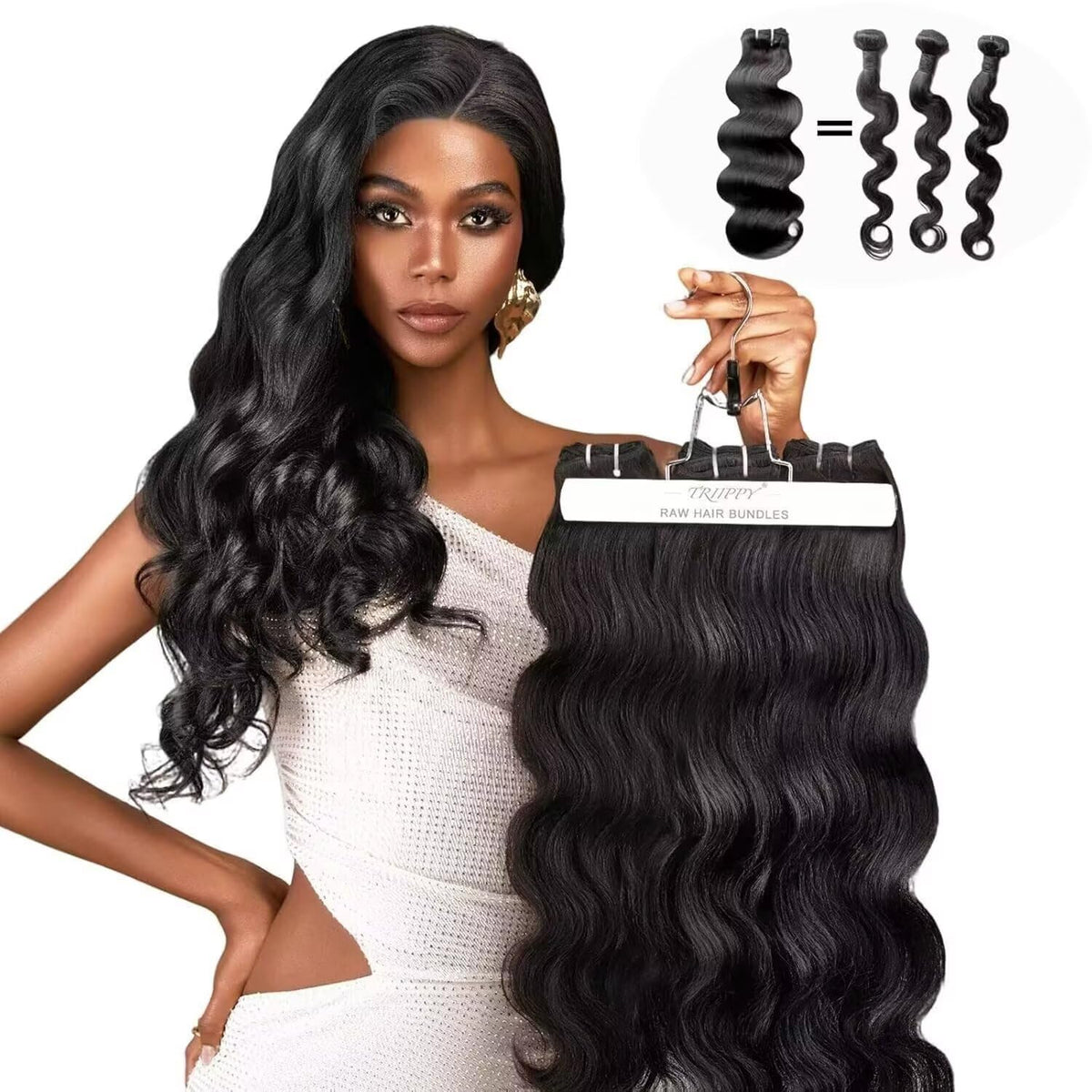 TRIIPPY Body Wave Bundles Human Hair,100% SoftMAX Raw Cambodian Hair Wavy 3 Bundles,Triple The Lifespan Over Regular Virgin Hair Bundle,No.1 Raw Hair Brand On Amazon(16 18 20 Inches,Natural Color)