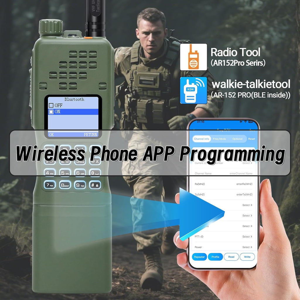 BAOFENG Radio AR-152 PRO Ham Radio Handheld 10W Rechargeable Walkie Talkies Long Range Two Way Radio NOAA Weather Radio GPS,APP Programming Copy Frequency USB Charger Survival Tactical Gear (2Pack)