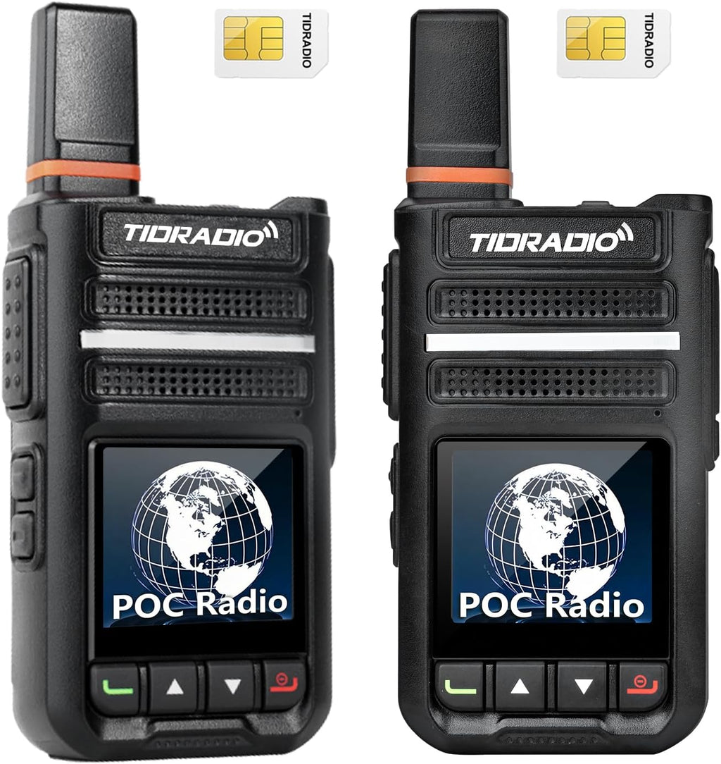 TIDRADIO Rapid Global Walkie Talkies Unlimited Range, TD-G18 PoC Radios Long Range, 4G LTE Nationwide PTT Two Way Radios Long Distance 6000+Miles for Family Logistics Company-2pcs with SIM Card