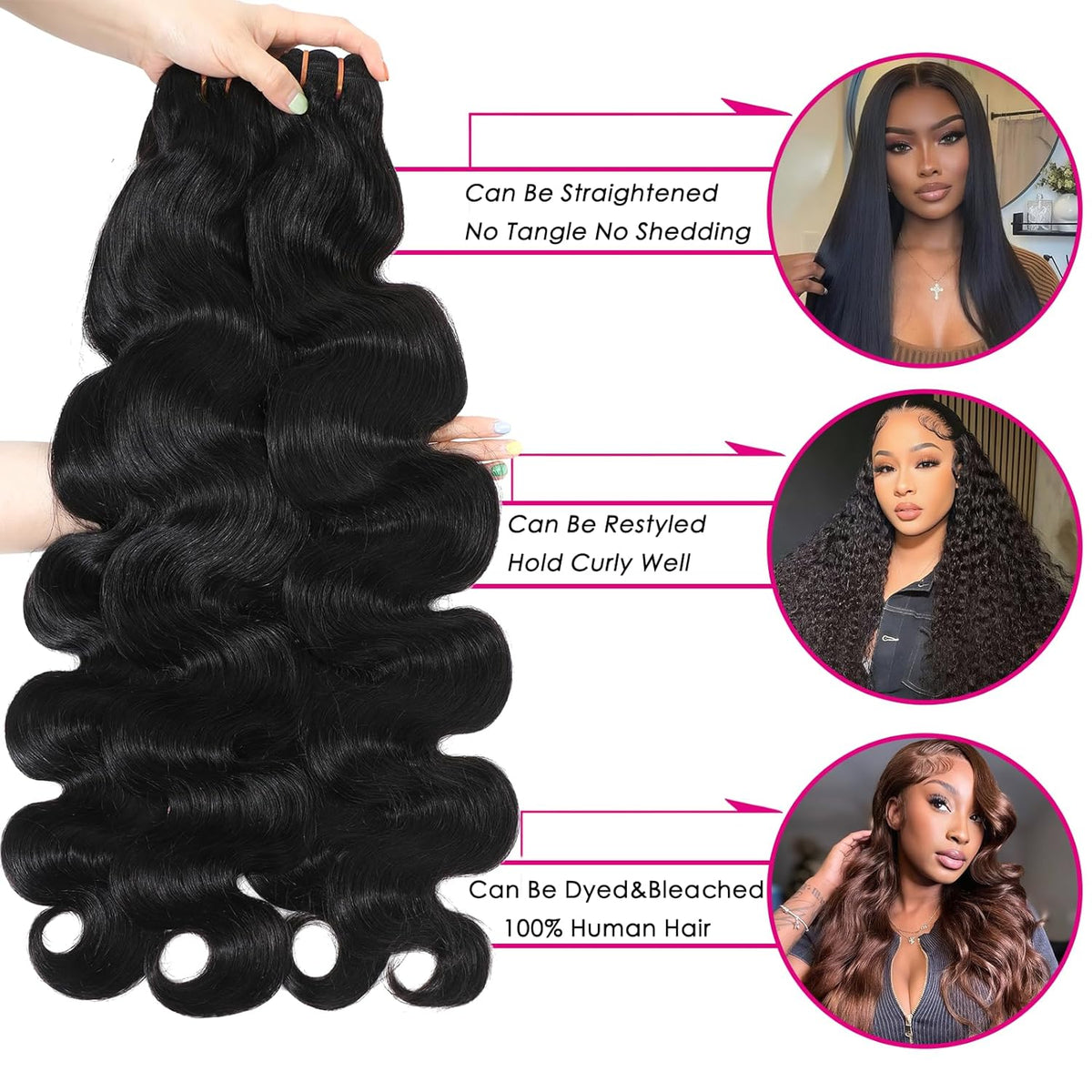 16A Raw Body Wave Human Hair Bundles Human Hair 100% Unprocessed Brazilian Boutique Virgin Hair Extensions,Double Wefts,Triple Lifespan (Body Wave 4 Bundles, 18 20 22 24 inch)