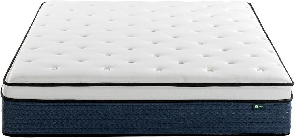 Zinus 12 Inch Comfort Support Hybrid Mattress New Version, Queen, Fiberglass Free, Medium Plush, Motion Isolation, Certified Safe Foams & Fabric, Mattress in A Box