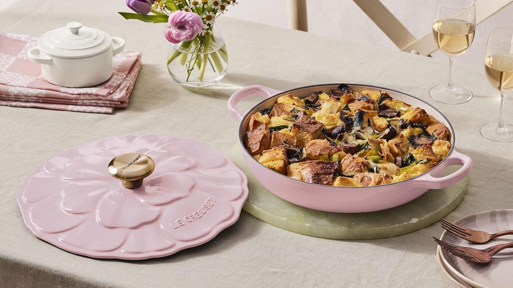 Le Creuset Enameled Cast Iron Signature Petal Braiser, 2.25 qt., Chiffon Pink w/Light Gold Knob