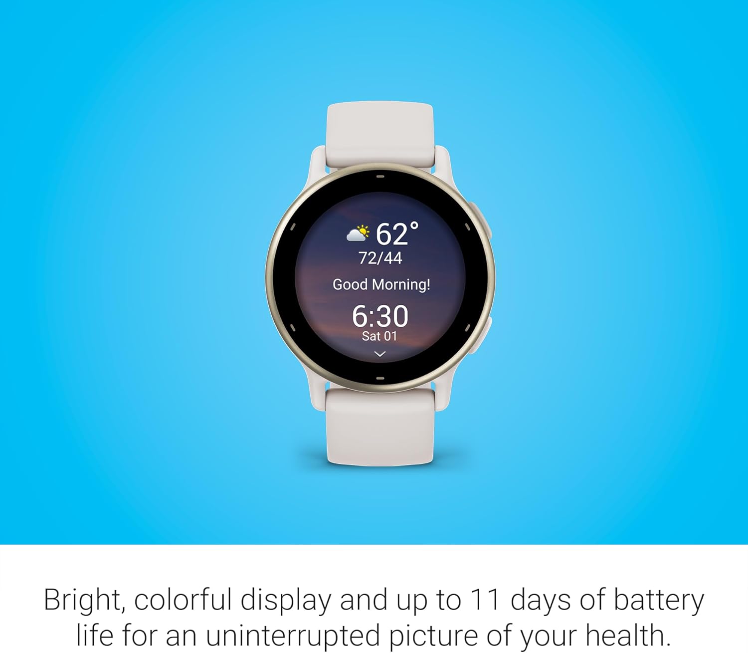 Garmin vívoactive 5, Health and Fitness GPS Smartwatch, AMOLED Display, Up to 11 Days of Battery (Renewed) (Ivory)