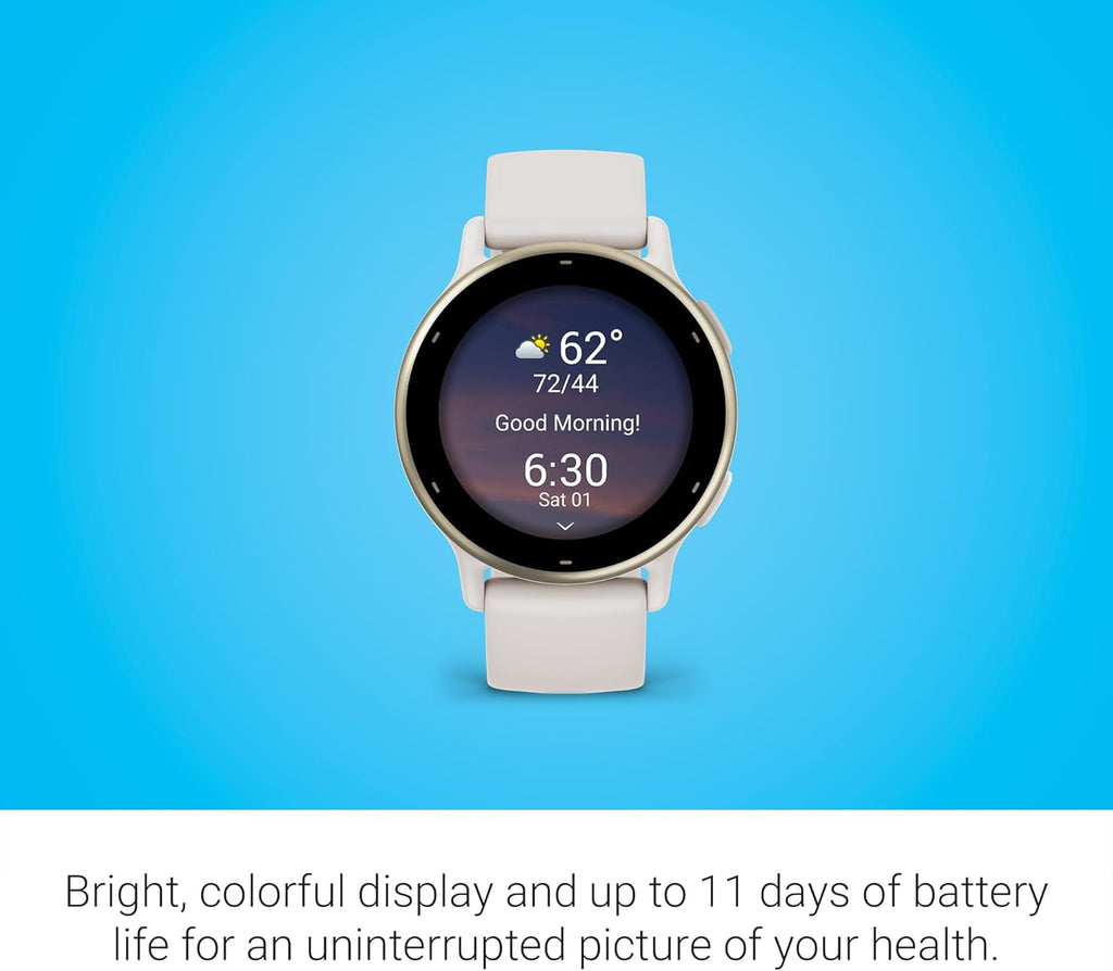 Garmin vívoactive 5, Health and Fitness GPS Smartwatch, AMOLED Display, Up to 11 Days of Battery (Renewed) (Ivory)