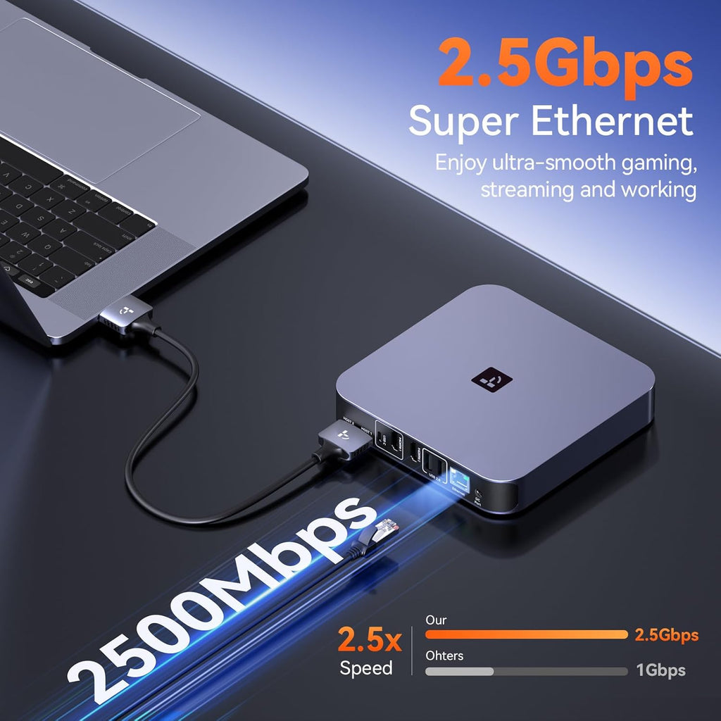 TobenONE 18-in-2 Docking Station Dual Monitor for MacBook Pro/Air M5/M4 Pro/Max, Plug and Play, Mac Docking Station with 4K@60Hz HDMI&USB-C, 150W Adapter, 10Gbps/PD 30W, 7 USB, 2.5G Ethernet, SD 4.0