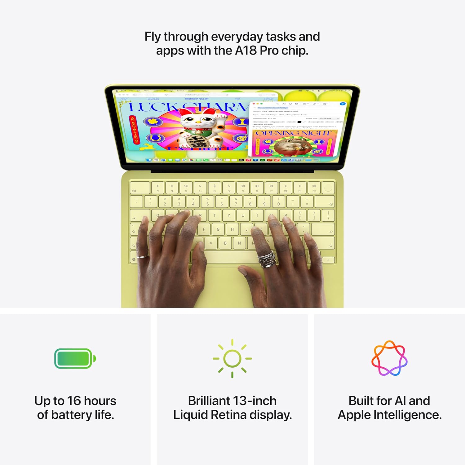 Apple 2026 MacBook Neo 13-inch Laptop with A18 Pro chip: Built for AI and Apple Intelligence, Liquid Retina Display, 8GB Unified Memory, 512GB SSD Storage, 1080p FaceTime HD Camera, Touch ID; Citrus