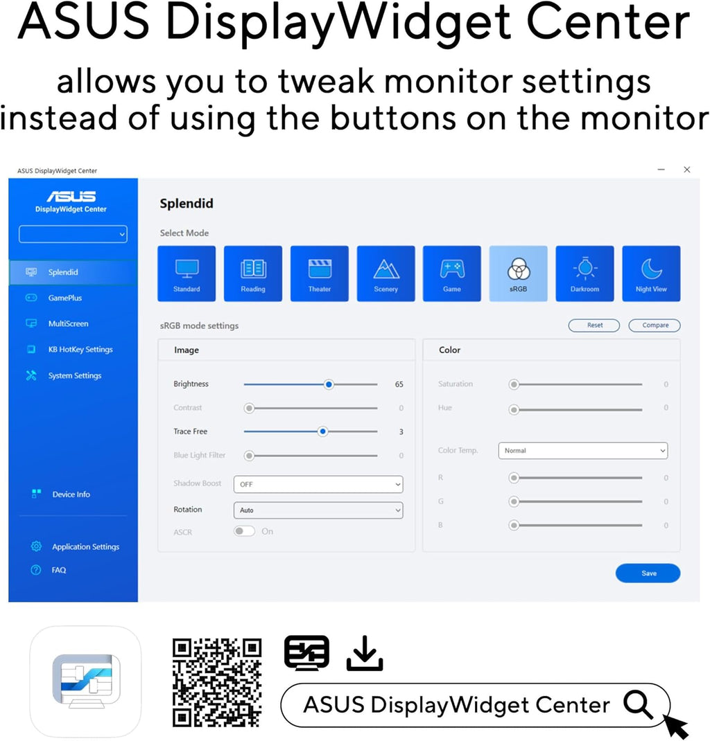 ASUS 27” 1440P Eye Care Monitor (VA27AQ) - IPS, QHD (2560 x 1440), 99% sRGB, Frameless, HDMI, DisplayPort, VGA, 1ms, Speakers,Low Blue Light, Flicker Free, VESA Wall Mountable, 3 yr Warranty