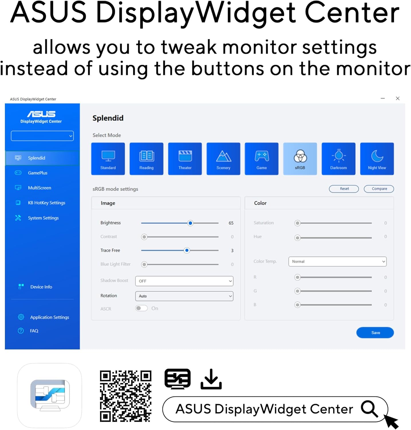 ASUS 27” 1440P Eye Care Monitor (VA27AQ) - IPS, QHD (2560 x 1440), 99% sRGB, Frameless, HDMI, DisplayPort, VGA, 1ms, Speakers,Low Blue Light, Flicker Free, VESA Wall Mountable, 3 yr Warranty