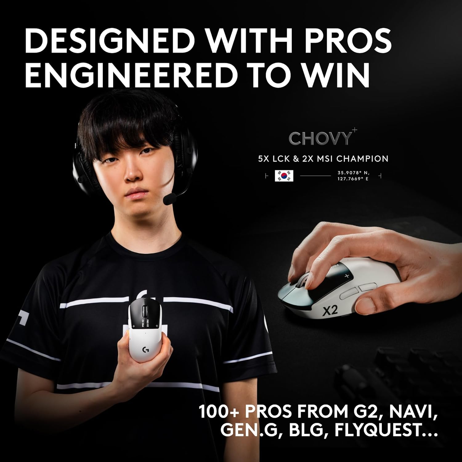 Logitech G PRO X2 SUPERSTRIKE Wireless Gaming Mouse: Customizable Rapid Trigger Magnetic Analog Switches, Adjustable Click Haptics, 61g Ultra Lightweight, USB-C,