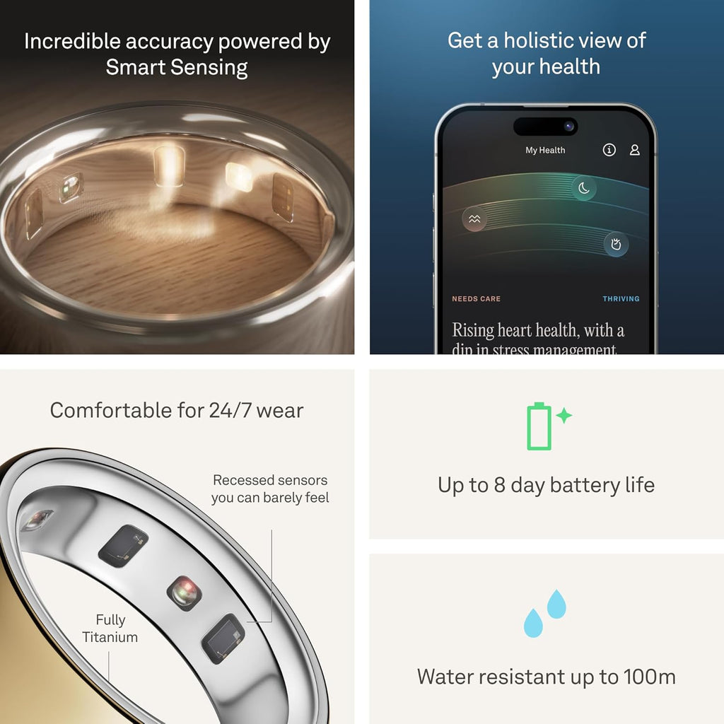 Oura Ring 4 - Gold - Size 7 - Sleep, Activity, Women's Health, AI Advisor, Up to 8 Days of Battery Life, Size Before You Buy, Android & iOS Compatible