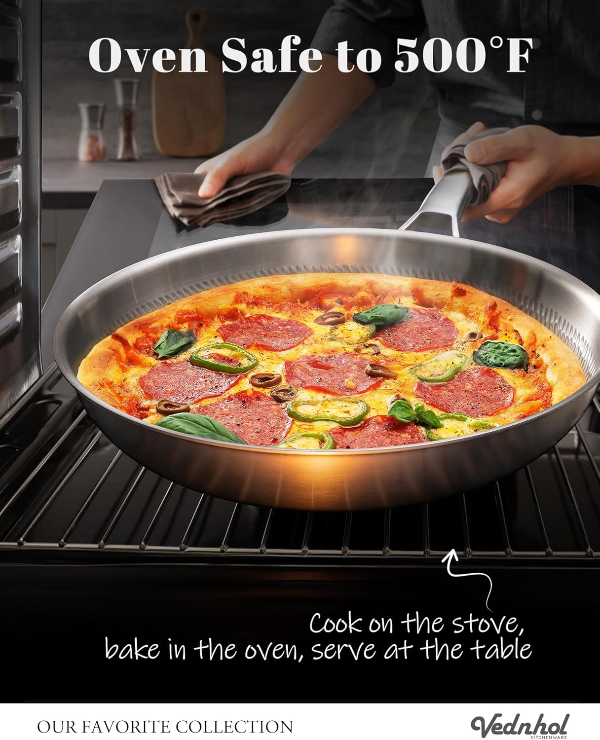 Titanium Au Gratin Pans Set 8/10/12 Inch, Pure Titanium Hammered Frying Pans with 2 Lids, Non-Toxic Skillet Cookware, PFAS/PFOA/PTFE Free, Dishwasher & Oven Safe, Induction Compatible