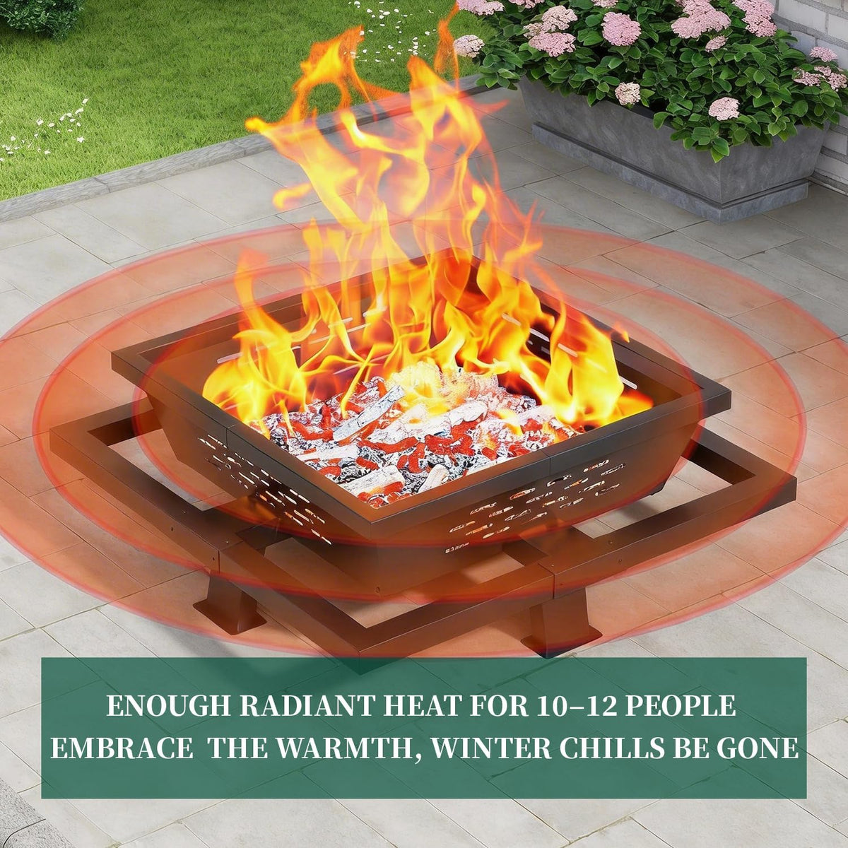 47 Inch Fire Pit for Outside, Outdoor Wood Burning Firepit with Poker, Heavy Duty Fire Pit for Camping, Backyard, Patio
