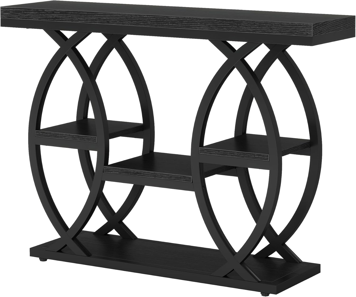 Tribesigns 39.4" Console Table, Industrial 4-Tier Sofa Table Entryway Table with Storage Shelves, Narrow Wood Accent Tables with Metal Frame for Small Spaces, Hallway, Foyer, Black