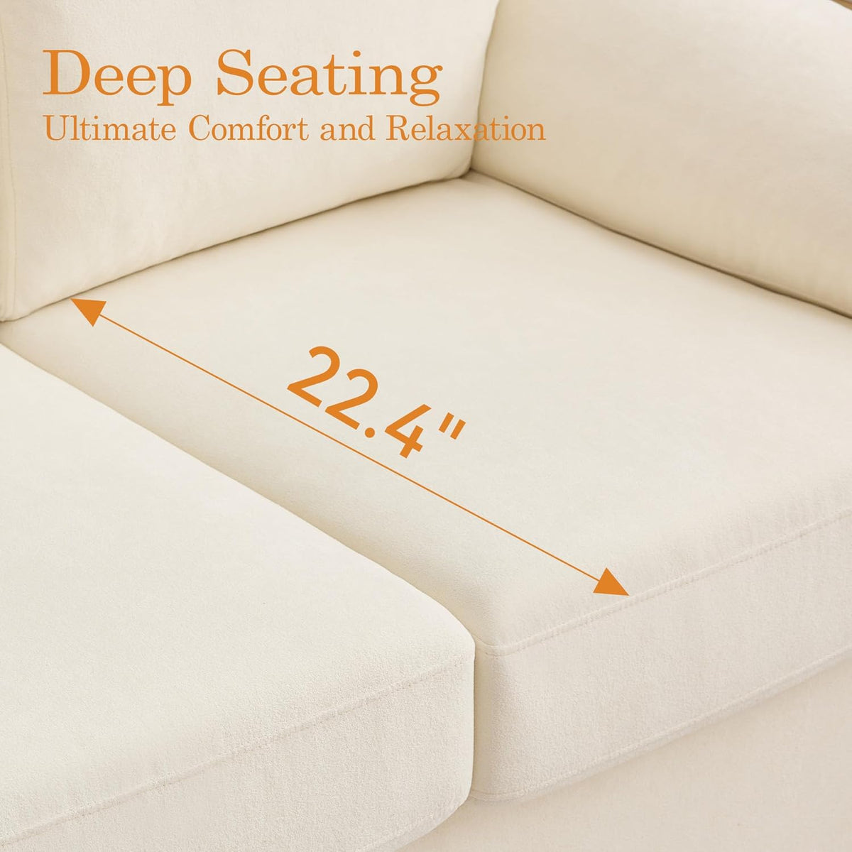 Boneless Couch Sets, Modern 3 Seater Sofa with Accent Chair, Floor Cloud Couch Sets with Extra Comfy Soft Deep Seats for Living Room, Apartment, No Assemby, Set of 2, Beige