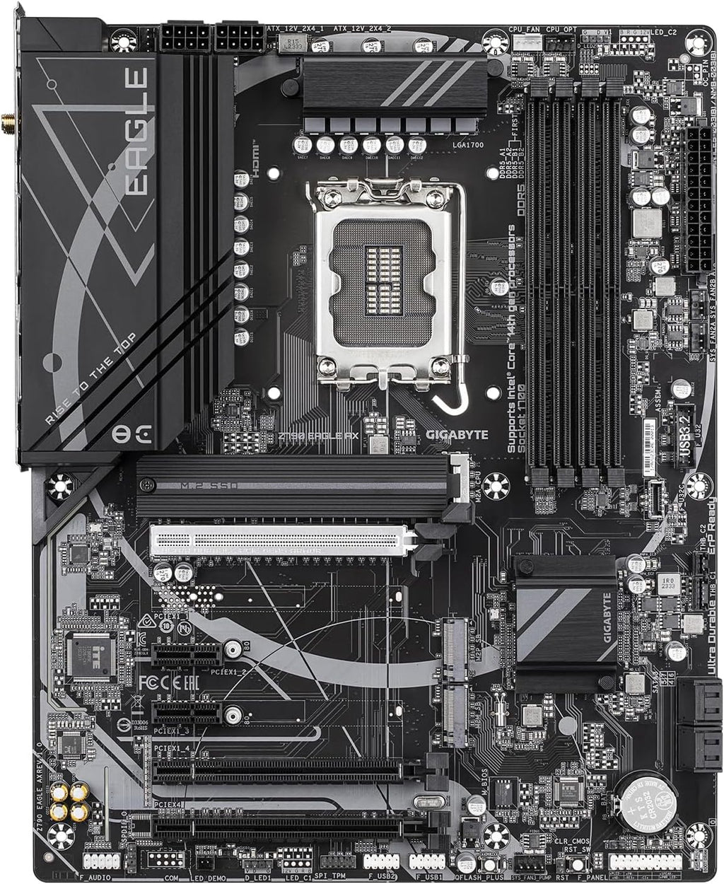 GIGABYTE Z790 Eagle AX LGA 1700 ATX Motherboard, Support Intel Core 14th/13th/12th Gen, DDR5, 12+1+1 Power Phase, 3X M.2, PCIe 5.0, USB-C 3.2, WIFI6E, 2.5GbE, Q-Flash, EZ-Latch, RGB Fusion