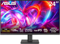 ASUS 24 inch Monitor, FHD(1920x 1080), 120Hz, 1ms, Adaptive-Sync, 99% sRGB, Anti-Glare, Eye Care, VESA Mountable, Speakers, HDMI, DisplayPort, VGA, Frameless, Tilt Adjust, Black, for Office and Gaming