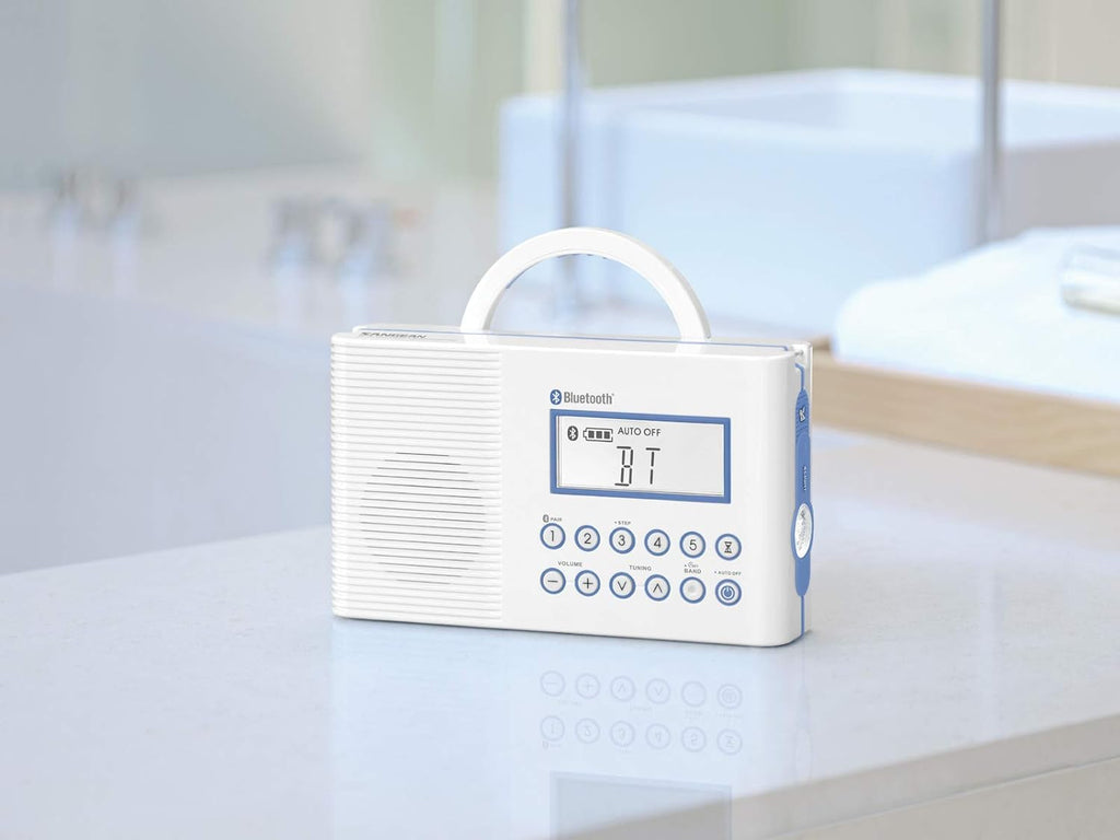 Sangean H202 AM/FM Weather Alert Waterproof Shower Radio, White