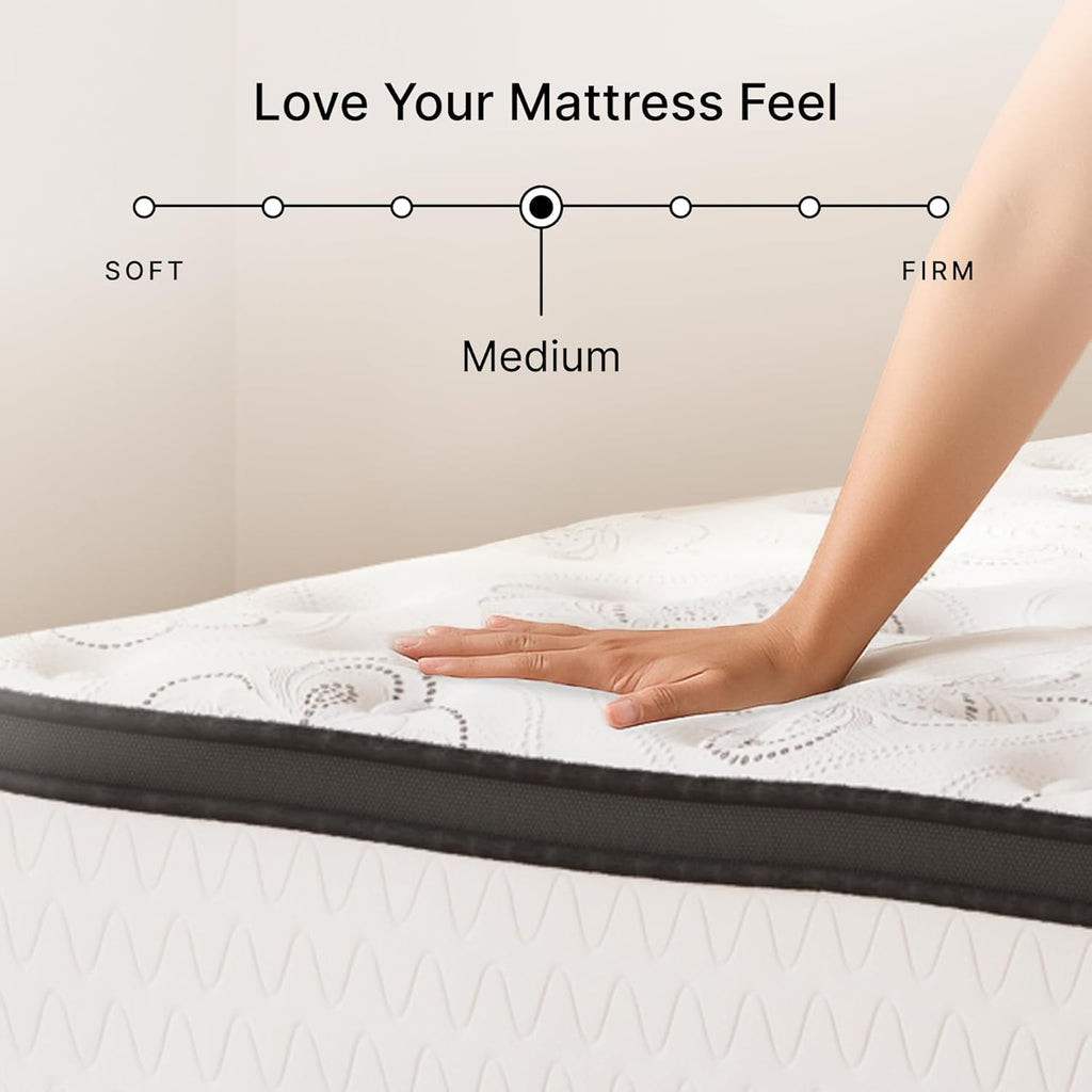 Signature Design by Ashley Chime 12 Inch Hybrid Full Mattress, Memory Foam with Lumbar Support, High-Density Foam & Pocketed Coils for Comfort & Back Support, Mattresses in a Box, Full Size