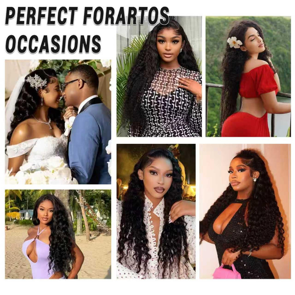 16A Raw Deep Wave Human Hair Bundles, Deep Curly Wet and Wavy Bundles Human Hair, Brazilian Virgin Hair Extensions, Silky Soft After Multiple Washes (4 Bundles-Natrual Black, 18 20 22 24 Inch)