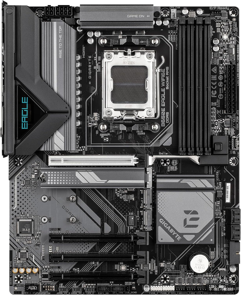 GIGABYTE B650E Eagle WIFI6E AMD AM5 ATX Motherboard, Supports Ryzen 9000/8000/7000 Series, DDR5, 8+2+2 Power Phase, 3X M.2, PCIe 5.0, USB-C 3.2 Gen 1, Wi-Fi 6E, 2.5GbE, Q-Flash, EZ-Latch, RGB Fusion