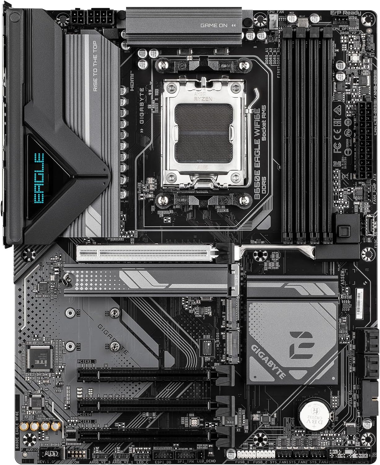 GIGABYTE B650E Eagle WIFI6E AMD AM5 ATX Motherboard, Supports Ryzen 9000/8000/7000 Series, DDR5, 8+2+2 Power Phase, 3X M.2, PCIe 5.0, USB-C 3.2 Gen 1, Wi-Fi 6E, 2.5GbE, Q-Flash, EZ-Latch, RGB Fusion