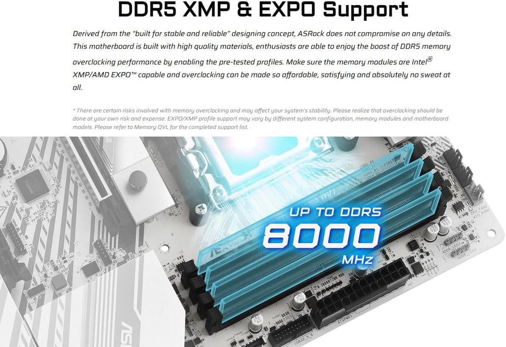 ASRock X870 Pro RS AMD Ryzen Socket AM5 ATX Motherboard DDR5 DIMMs 8000 MHz 256 GB PCIe Gen5 SATA3 6.0 Gb/s