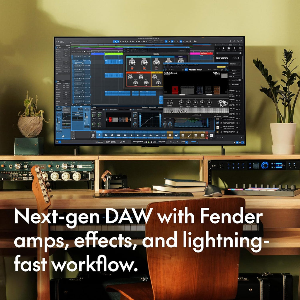 Fender Studio Pro 8 — Perpetual License Upgrade PC/Mac Online Code Full Music Production Software, Digital Audio Workstation, Guitar Recording Software, Fender Amp Modeling, Audio-to-MIDI Tools, Mix & Master, Unlimited Tracks