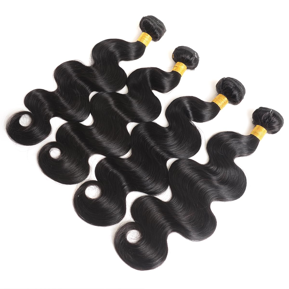 Katspon 12A Human Hair Bundles 20 22 24 26 Inch Body Wave 100% Unprocessed Brazilian Virgin Hair 4 Bundles Human Hair Extensions Quick Weave Natural Black