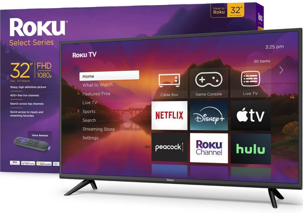 Roku 32-inch Select Series Full HD Smart TV Bundle 1080p LED Display, Dolby Audio, Works with Alexa, Voice Remote, Bluetooth Mode, w/AUX HDMI Cable, CPS 1-Year Protection Plan+Streaming kit (Renewed)