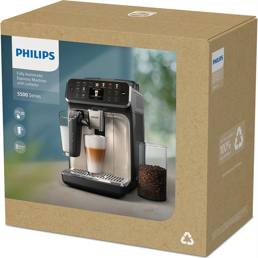 PHILIPS Series 5500 EP5541/50 Kaffeevollautomat, Espressomaschine, 1,8 l, Ka Espressomaschine Schwarz